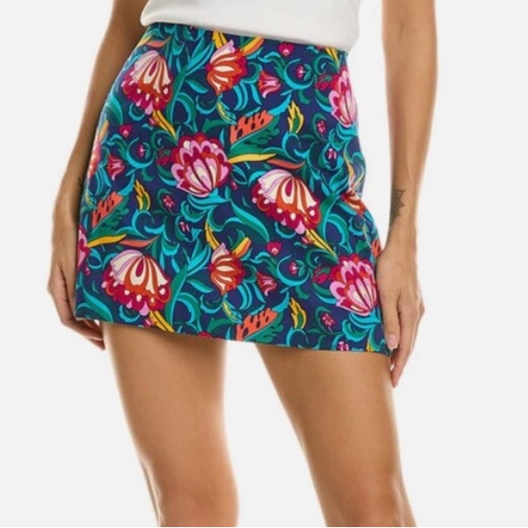 Nwot Trina Turk Rico Mini Skirt In Blue/Pink Size 0